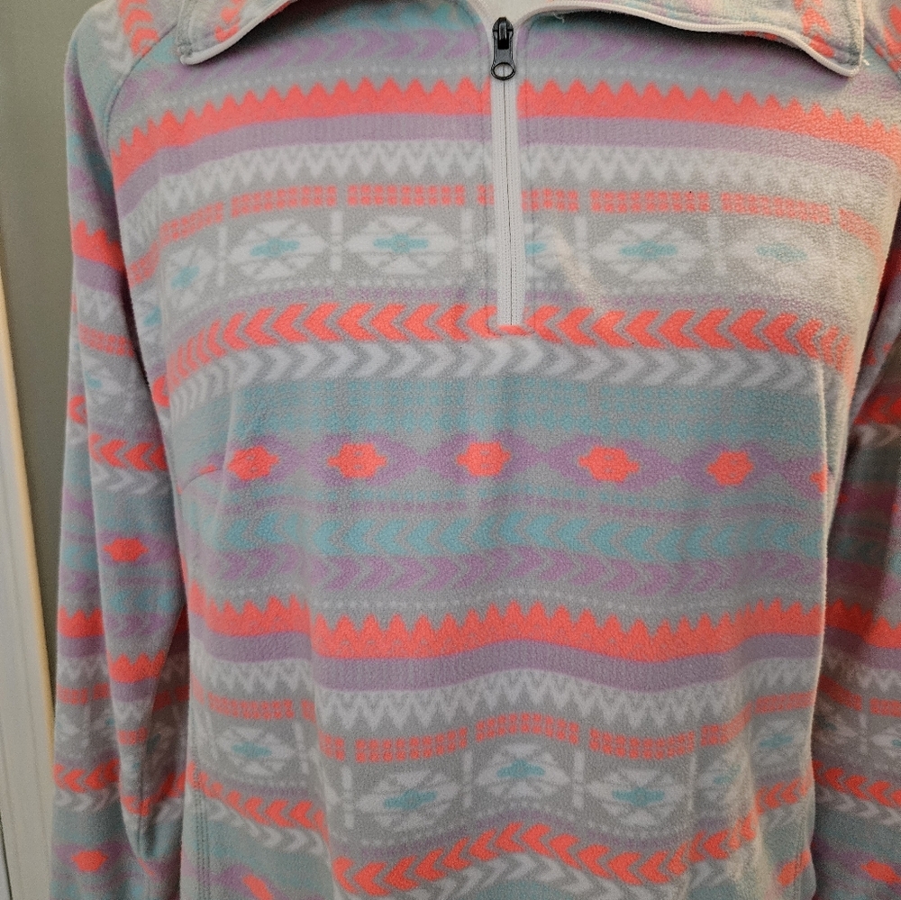 Columbia Gray and Pink Aztec Patterned Pullover Jacket Women's Size Large L - Picture 6 of 11